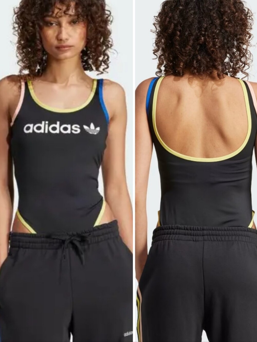 Adidas Originals Linear Logo Graphic Bodysuit, Sleeveless, Black